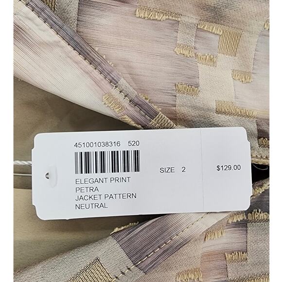 Chico’s Elegant Print Petra Jacket Ivory Purple Gray Size 2 (L/12) - Picture 6 of 10